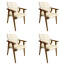 Ver imagem 1 de Kit 4 Cadeiras Jantar Madeira Jaque com Braço Cor Off White