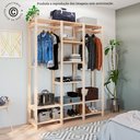 Ver imagem 6 de Armário Arara Closet Com Prateleiras Cabideiro Maleiro em Madeira Maciça de Pinus para Quarto e