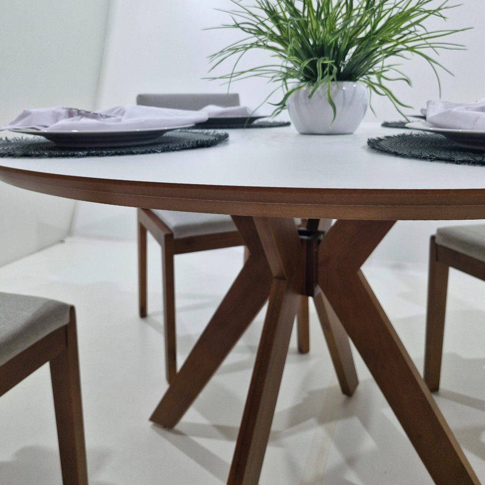 Mesa de Jantar Redonda Marci com Tampo 120cm Premium - 3