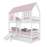 Treliche Casinha Encantada com Kit Escada/ Escorregador Madeira Maciça Branco/ Rosa Megamobilia - 2
