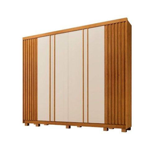 Guarda-roupa Casal 6 Portas 6 Gavetas Arezzo Off-white/cinamomo