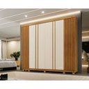Ver imagem 2 de Guarda-roupa Casal 6 Portas 6 Gavetas Arezzo Off-white/cinamomo