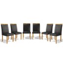 Ver imagem 1 de Kit com 6 Cadeiras Ana Madeira Maciça Estofadas para Mesa de Jantar Courino Preto 503