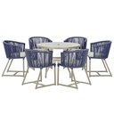 Ver imagem 1 de Mesa e 6 Cadeiras de Jantar Noronha Fendi E3 Trama Original Azul
