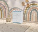 Ver imagem 1 de Cômoda CAT Linha Infantil 3 Gavetas Com Puxadores Cromados Cor Branco/Azul JA