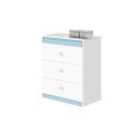 Ver imagem 2 de Cômoda CAT Linha Infantil 3 Gavetas Com Puxadores Cromados Cor Branco/Azul JA