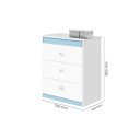 Ver imagem 3 de Cômoda CAT Linha Infantil 3 Gavetas Com Puxadores Cromados Cor Branco/Azul JA