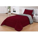 Ver imagem 1 de Kit Edredom Solteiro 4 Peças Pérola Vermelho/cinza