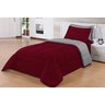 Kit Edredom Solteiro 4 Peças Pérola Vermelho/cinza - 1