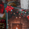 Almofada Cheia Natalina Natal Papai Noel Lareira 43cmx43cm - 4