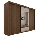 Ver imagem 2 de Guarda-Roupa Casal 3 Portas 6 Gavetas 100% MDF Ripado Londrina Marrom/New Canion