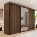 Ver imagem 1 de Guarda-Roupa Casal 3 Portas 6 Gavetas 100% MDF Ripado Londrina Marrom/New Canion