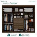 Ver imagem 5 de Guarda-Roupa Casal 3 Portas 6 Gavetas 100% MDF Ripado Londrina Marrom/New Canion