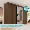 Ver imagem 7 de Guarda-Roupa Casal 3 Portas 6 Gavetas 100% MDF Ripado Londrina Marrom/New Canion