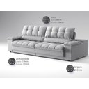 Ver imagem 3 de Sofá com Porta Copos e Carregador Usb Ret Rec Luke 2,10m Linho Soft Prata - Netsofas