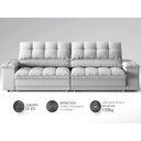 Ver imagem 4 de Sofá com Porta Copos e Carregador Usb Ret Rec Luke 2,10m Linho Soft Prata - Netsofas