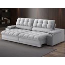 Ver imagem 2 de Sofá com Porta Copos e Carregador Usb Ret Rec Luke 2,10m Linho Soft Prata - Netsofas