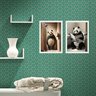 Kit 2 Quadros para Banheiro Urso Panda 24x18cm - com Vidro:moldura Preta - 1