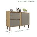 Ver imagem 3 de Balcão para Cozinha 2 Portas 2 Gavetas Pérola Cinza/Jequitibá/Granizo