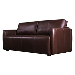 Sofá Decorativo Sala de Estar Romeno 3 Lugares 220cm Couro Caramelo - Mozzelar