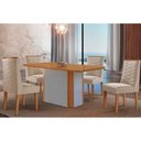Ver imagem 1 de Conjunto: Mesa Sala Jantar Pietá C/ Tampo Madeirado Canto Curvo 120x80cm e 4 Cadeiras Dafne