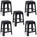 Ver imagem 1 de Kit 5 Banquetas de Plástico Preta Banquinho Empilhável