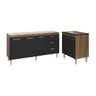 Armário Cozinha Balcão Gabinete de Pia 160 Cm Estela e Balcão Fran para Fogão Cooktop 5 Bocas Savana - 1