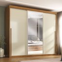 Ver imagem 1 de Guarda-roupa Casal Tower 3 Portas 6 Gavetas com Espelho Cinamomo/off White - Pnr Móveis