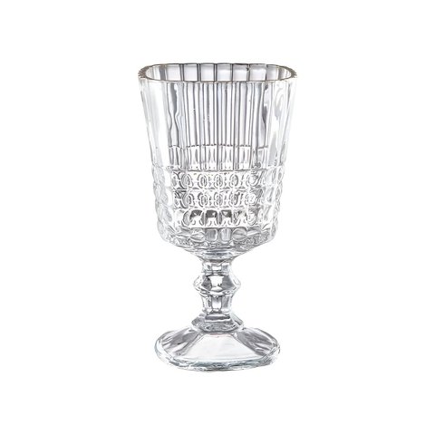 Jogo 6 Taças de Vinho Vidro Listrado 360ml Mesa Posta Luxo