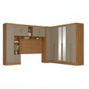 Ver imagem 2 de Guarda Roupa Casal Modulado 4 Peças 12 Portas 5 Gavetas com Espelho e Cabeceira 100% MDF Smart Cinam
