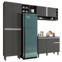Ver imagem 1 de Cozinha Modulada Completa 230cm com Balcão e Armário Aéreo Vanessa - Ajl Móveis - Cinza Escuro