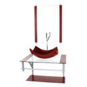 Ver imagem 2 de GABINETE DE VIDRO PARA BANHEIRO 60CM AC CUBA RETANGULAR CURVADA VERMELHO CEREJA