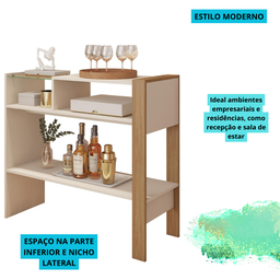 Aparador Mdf/mdp Sala Estar Versátil Moderno C/vidro:off-white-lamina Mel - 3