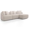 Sofá 3 Lugares com Chaise Direito Sala Living 254cm Arlo F04 Bouclê Bege - Lyam Decor - 1