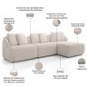 Sofá 3 Lugares com Chaise Direito Sala Living 254cm Arlo F04 Bouclê Bege - Lyam Decor - 4