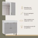 Ver imagem 6 de Armário Conjunto de Banheiro com Gabinete Cuba e Espelheira e LED 80 cm Eleganza Branco/Fumê