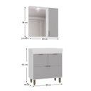 Ver imagem 3 de Armário Conjunto de Banheiro com Gabinete Cuba e Espelheira e LED 80 cm Eleganza Branco/Fumê