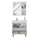 Ver imagem 4 de Armário Conjunto de Banheiro com Gabinete Cuba e Espelheira e LED 80 cm Eleganza Branco/Fumê