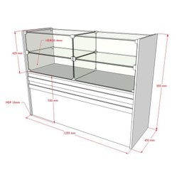 Balcão De MDF Com Vidro Para Loja 125x95x45 cm Comac - Branco - 3