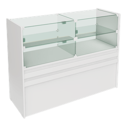 Balcão De MDF Com Vidro Para Loja 125x95x45 cm Comac - Branco - 1