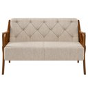 Ver imagem 6 de Kit Namoradeira 135cm e 2 Poltronas Decorativas Capitonê Lapa M22 PU Camel/Linho Cru - Mpozenato