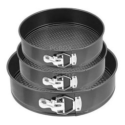 Assadeiras Fundo Removível Para Bolo 3 Peças Elite Imports Preto - 3