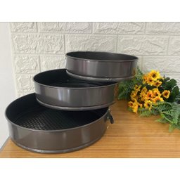 Assadeiras Fundo Removível Para Bolo 3 Peças Elite Imports Preto - 1