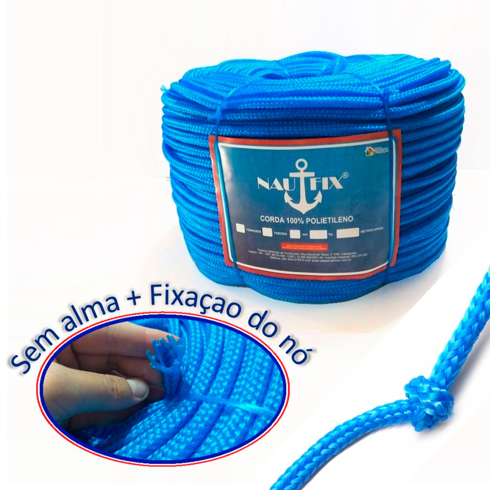 Corda Trançada Pe Virgem S/alma C/aprox.520 Metros - Azul 3mm - 8