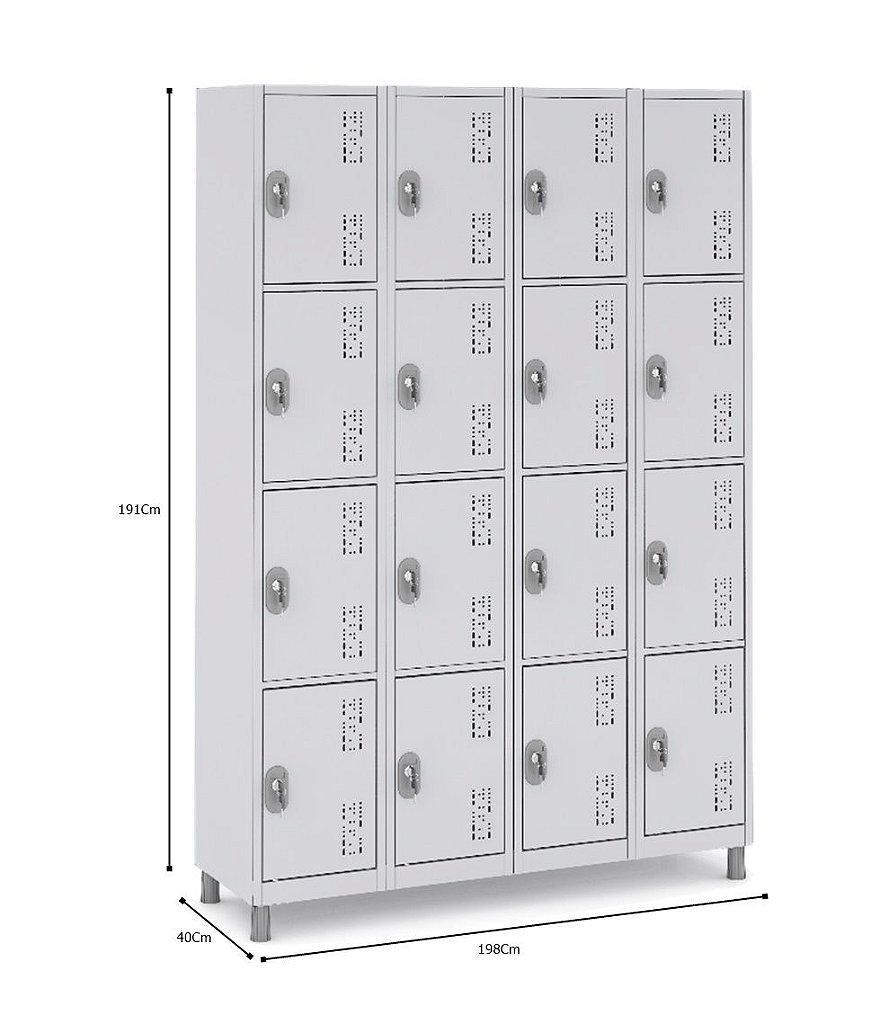Armário Multiuso de Aço 16 Portas Vários Ambientes Guarda Volumes Cor:verde - 9