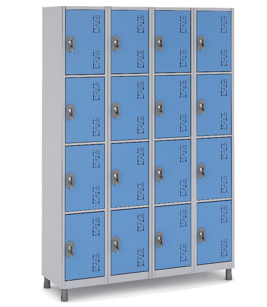 Armário Multiuso de Aço 16 Portas Vários Ambientes Guarda Volumes Cor:verde - 8