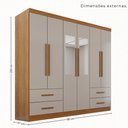 Ver imagem 3 de Guarda-Roupa Casal Modulado Canto com Espelho 11 Portas 4 Gavetas Multimóveis Cinamomo/Off White