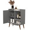 Buffet Status Retro 2 Portas Com Pés Palito - Cinza - Pro Decor - 2