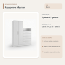 Ver imagem 5 de Guarda Roupa Master 2 Portas 5 Gavetas com Nicho Branco Formimóveis