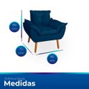 Ver imagem 7 de Kit 2 Poltrona Opala Azul Marinho Suede Decorativa para Sala Escritório Biselos-Decor